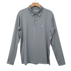 No Laying Up Long Sleeve Tech Polo Mens Medium Gray Athleisure Performance Golf